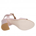 Sandalia para mujer con cinturon al tobillo en piel y charol rosa tacon 7 - Tallas disponibles:  43, 44, 45