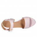 Sandalia para mujer con cinturon al tobillo en piel y charol rosa tacon 7 - Tallas disponibles:  43, 44, 45