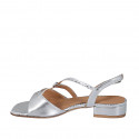 Woman's sandal in silver laminated and printed leather heel 2 - Available sizes:  32