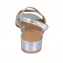 Woman's sandal in silver laminated and printed leather heel 2 - Available sizes:  32