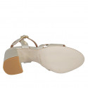 Sandale pour femmes avec courroie en cuir lamé platine talon 7 - Pointures disponibles:  43, 44, 45
