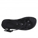Woman's thong sandal in black printed patent leather with strap heel 1 - Available sizes:  32