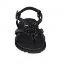 Woman's thong sandal in black patent leather with strap wedge heel 1 - Available sizes:  32, 42