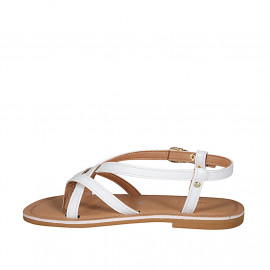 Sandalia de dedo para mujer en piel blanca con cinturon tacon 1 - Tallas disponibles:  32 2