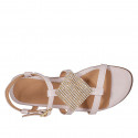 Woman's sandal with rhinestones and strap in nude leather heel 2 - Available sizes:  42, 43