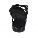 Woman's sandal in black leather with strap and rhinestones heel 2 - Available sizes:  32, 33, 42