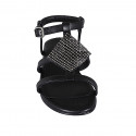 Sandale pour femmes en cuir noir avec courroie et strass talon 2 - Pointures disponibles:  32, 33, 42