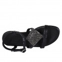 Sandale pour femmes en cuir noir avec courroie et strass talon 2 - Pointures disponibles:  32, 33, 42