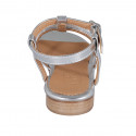 Sandalia con cinturon y estrás para mujer en piel plateada tacon 2 - Tallas disponibles:  32, 42