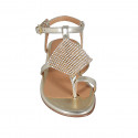 Sandale pour femmes en cuir platine avec courroie et strass talon 2 - Pointures disponibles:  32, 33