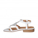 Sandale entredoigt pour femmes en cuir blanc avec strass et courroie talon 2 - Pointures disponibles:  32, 43