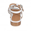 Woman's thong sandal in white leather with rhinestones and strap heel 2 - Available sizes:  32, 43