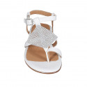 Sandale entredoigt pour femmes en cuir blanc avec strass et courroie talon 2 - Pointures disponibles:  32, 43