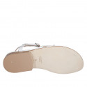 Sandale entredoigt pour femmes en cuir blanc avec strass et courroie talon 2 - Pointures disponibles:  32, 43
