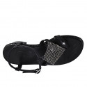 Sandale entredoigt pour femmes en cuir imprimé noir avec strass et courroie talon 4 - Pointures disponibles:  42, 43, 44