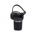 Sandale pour femmes avec courroie en cuir noir et cuir lamé argent talon 5 - Pointures disponibles:  44