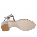 Woman's sandal in silver printed laminated patent leather with strap heel 5 - Available sizes:  44, 46