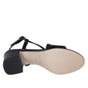 Sandalia para mujer en charol y piel imprimida negra tacon 5 - Tallas disponibles:  31, 43, 46