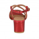 Sandalia para mujer en charol y piel imprimida roja tacon 5 - Tallas disponibles:  43, 44