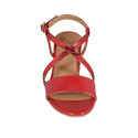 Woman's sandal in red printed leather and patent leather heel 5 - Available sizes:  43, 44