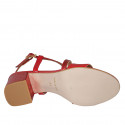 Sandale pour femmes en cuir verni et cuir imprimé rouge talon 5 - Pointures disponibles:  43, 44