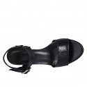 Sandalia en charol imprimido negro con cinturon para mujer tacon 5 - Tallas disponibles:  31, 43, 44