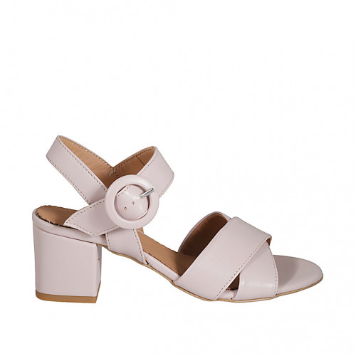 Woman's sandal in nude leather with...