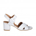 Sandale pour femmes avec courroie en cuir blanc talon 5 - Pointures disponibles:  44