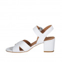 Sandale pour femmes avec courroie en cuir blanc talon 5 - Pointures disponibles:  44
