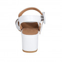 Sandalia con cinturon para mujer en piel blanca tacon 5 - Tallas disponibles:  44