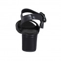 Sandale pour femmes en cuir de couleur noir avec courroie talon 5 - Pointures disponibles:  31, 42, 44
