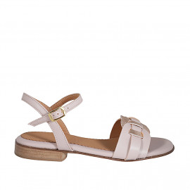 Sandale pour femmes en cuir nue et cuir imprimé cuivre avec courroie talon 2 - Pointures disponibles:  32