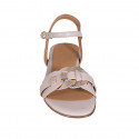 Woman's strap sandal in nude leather and copper printed leather heel 2 - Available sizes:  32