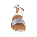 Woman's sandal with crossed strap in white leather and yellow printed leather heel 1 - Available sizes:  32
