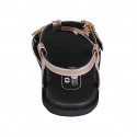 Sandalo da donna in pelle stampata laminata rame con cinturino e strass zeppa 1 - Misure disponibili: 32, 33, 34, 42