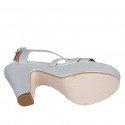 Sandalo da donna in pelle laminata argento con plateau e tacco 9 - Misure disponibili: 43