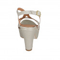 Woman's platform sandal in platinum laminated leather heel 9 - Available sizes:  42, 43, 44