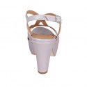 Woman's platform sandal in rose laminated leather heel 9 - Available sizes:  42, 43