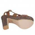 Woman's sandal in cognac brown leather with strap, platform and braided heel 12 - Available sizes:  43