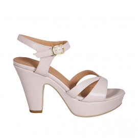 Sandalia para mujer con cinturon y plataforma en piel nude tacon 9 - Tallas disponibles:  43, 44