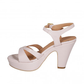 Sandalo da donna con cinturino e plateau in pelle nude tacco 9 - Misure disponibili: 43, 44 2