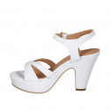 Sandalia para mujer con cinturon y plataforma en piel blanca tacon 9 - Tallas disponibles:  43