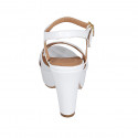 Woman's strap sandal with platform in white leather heel 9 - Available sizes:  43