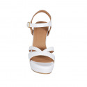 Woman's strap sandal with platform in white leather heel 9 - Available sizes:  43