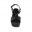 Sandale pour femmes en cuir lamé noir avec plateforme et talon compensé 9 - Pointures disponibles:  42, 43, 44, 45