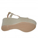 Woman's platform sandal in platinum laminated leather wedge heel 9 - Available sizes:  42, 43, 44