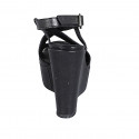 Sandalo da donna in pelle stampata laminata nera con cinturino, plateau e zeppa 12 - Misure disponibili: 31, 43