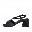 Sandale pour femmes en cuir verni et cuir noir talon 5 - Pointures disponibles:  31, 32, 42, 43, 44, 46