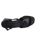 Sandalia para mujer en charol y piel negra tacon 5 - Tallas disponibles:  31, 32, 42, 43, 44, 46