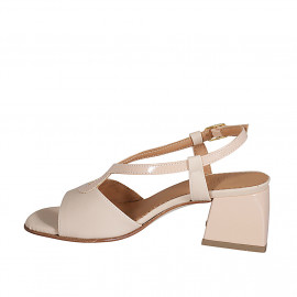 Sandalia para mujer en charol y piel nude tacon 5 - Tallas disponibles:  43, 44, 45 2